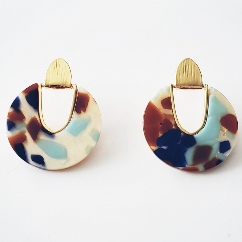 Multicolored Resin/Acrylic Statement Earrings